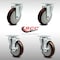 Service Caster 5 Inch SS Maroon Polyurethane Swivel Top Plate Caster Set with 2 Brakes SCC SCC-SS20S514-PPUB-MRN-2-TLB-2 - alternate 1